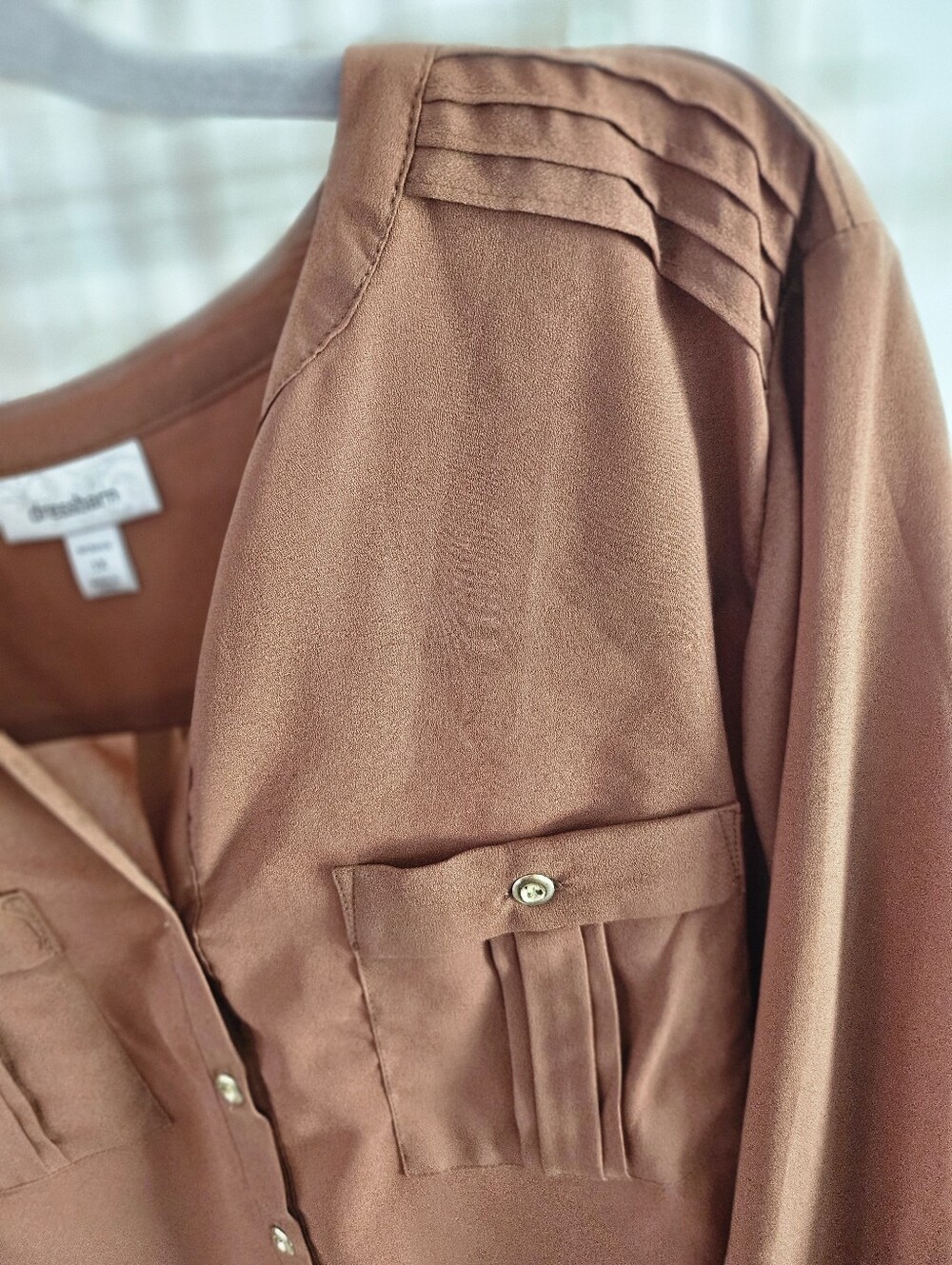 1X- dressbarn- Rust-Tone Utility Button Henley Tunic - Picture 6 of 6